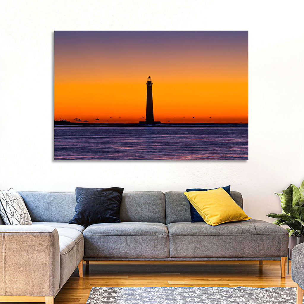 Minimalist Lighthouse Silhouette at Twilight Wall Art