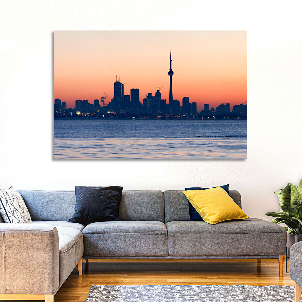 Toronto Dusk Skyline with Cn Tower Wall Art