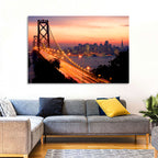 Bay Bridge Light Trails at Sunset Wall Art
