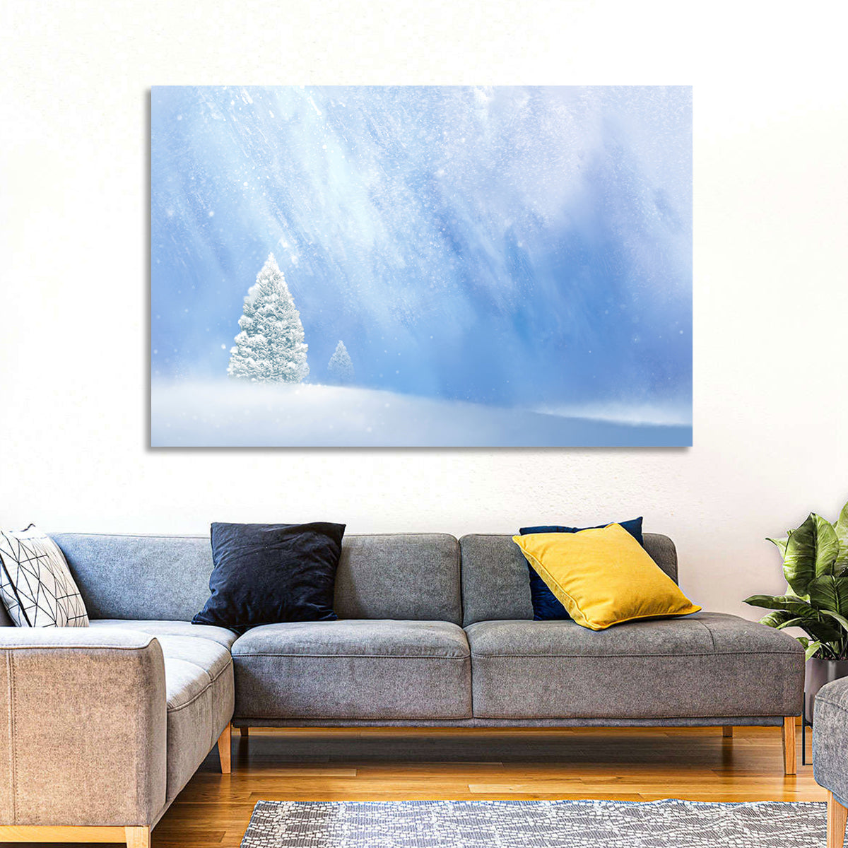 Two Snowy Evergreens Wall Art