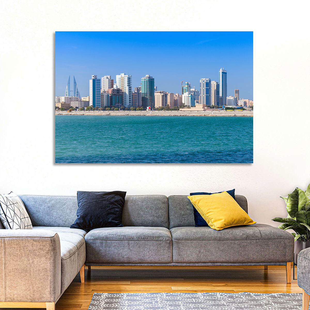 Manama Skyline, Bahrain Wall Art in a room, landscape