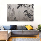 Howling Wolf in Misty Forest Wall Art