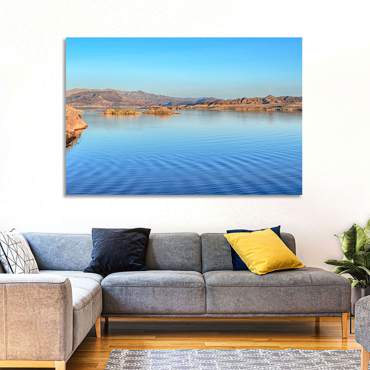 Lake Mead Rocky Shoreline Wall Art in a room, landscape