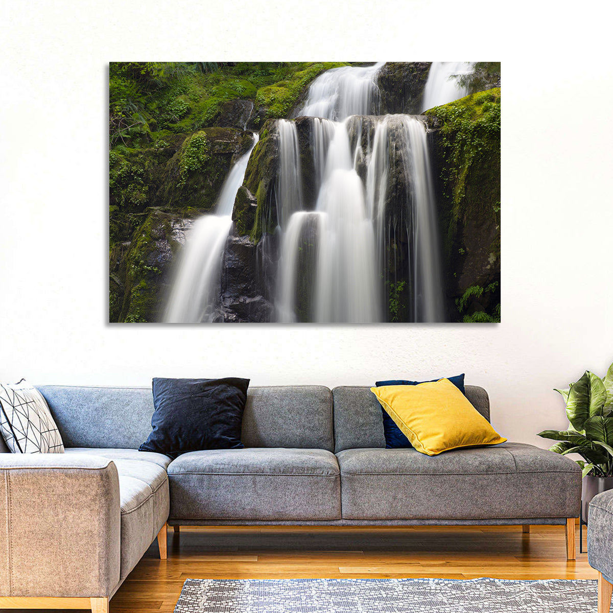 Mossy Kentucky Waterfall Wall Art in a room, landscape