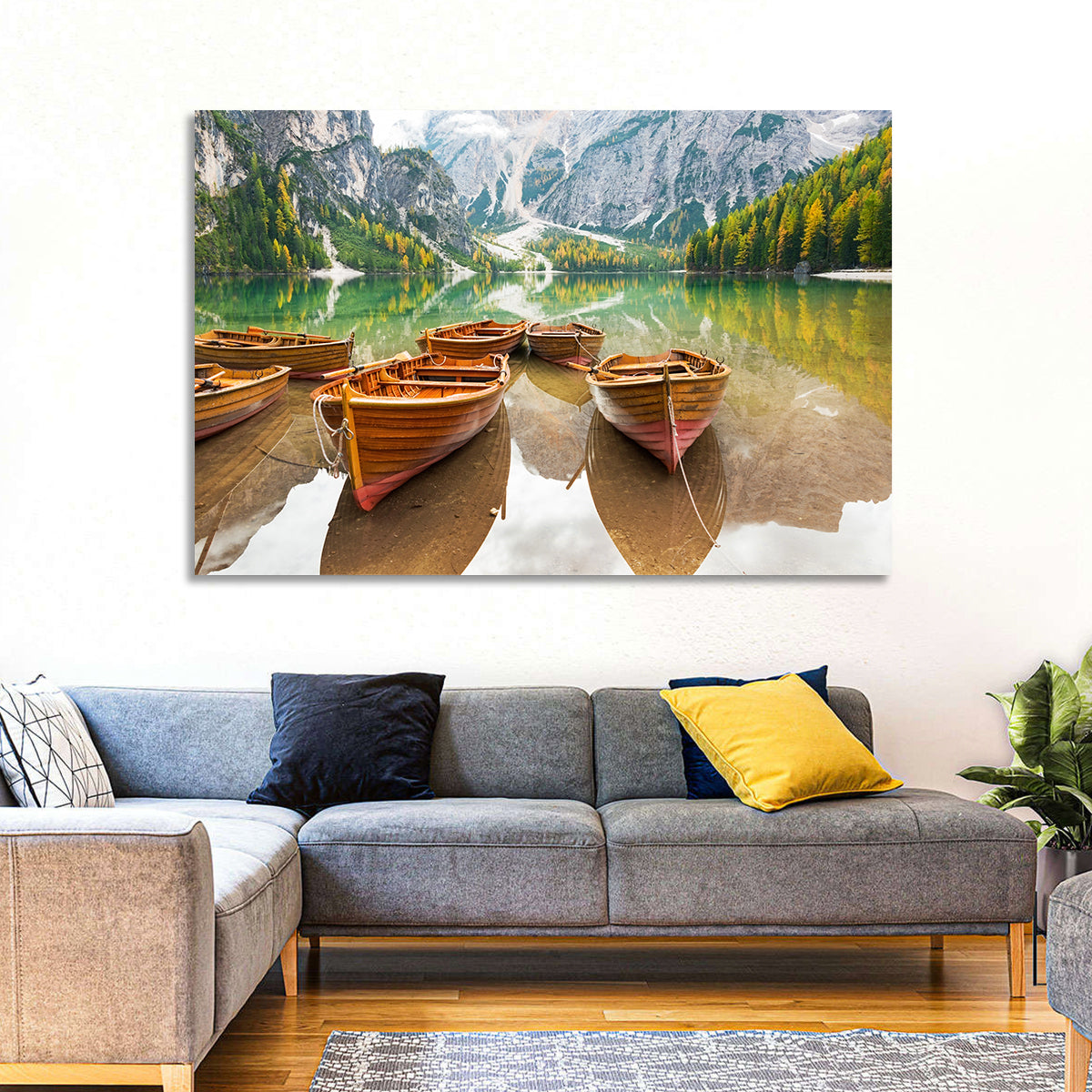 Rowboats on Lake Braies Wall Art