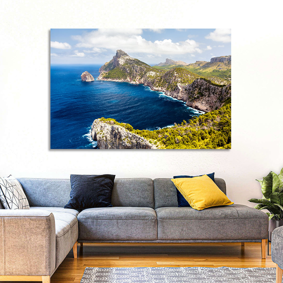 Cap De Formentor Cliffs Wall Art in a room, landscape