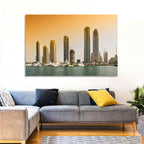 Dubai Marina Sunset Skyline with Yachts Wall Art