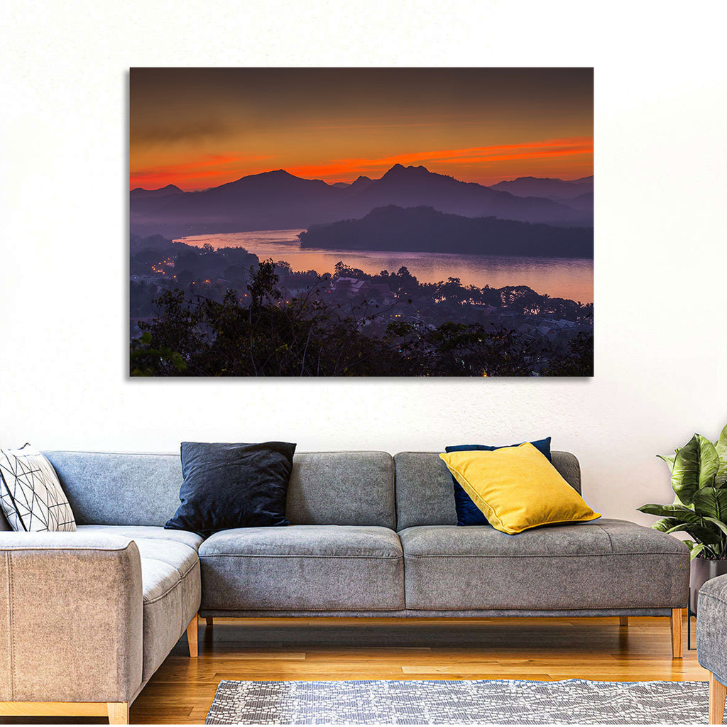 Luang Prabang Sunset Over Mekong Wall Art