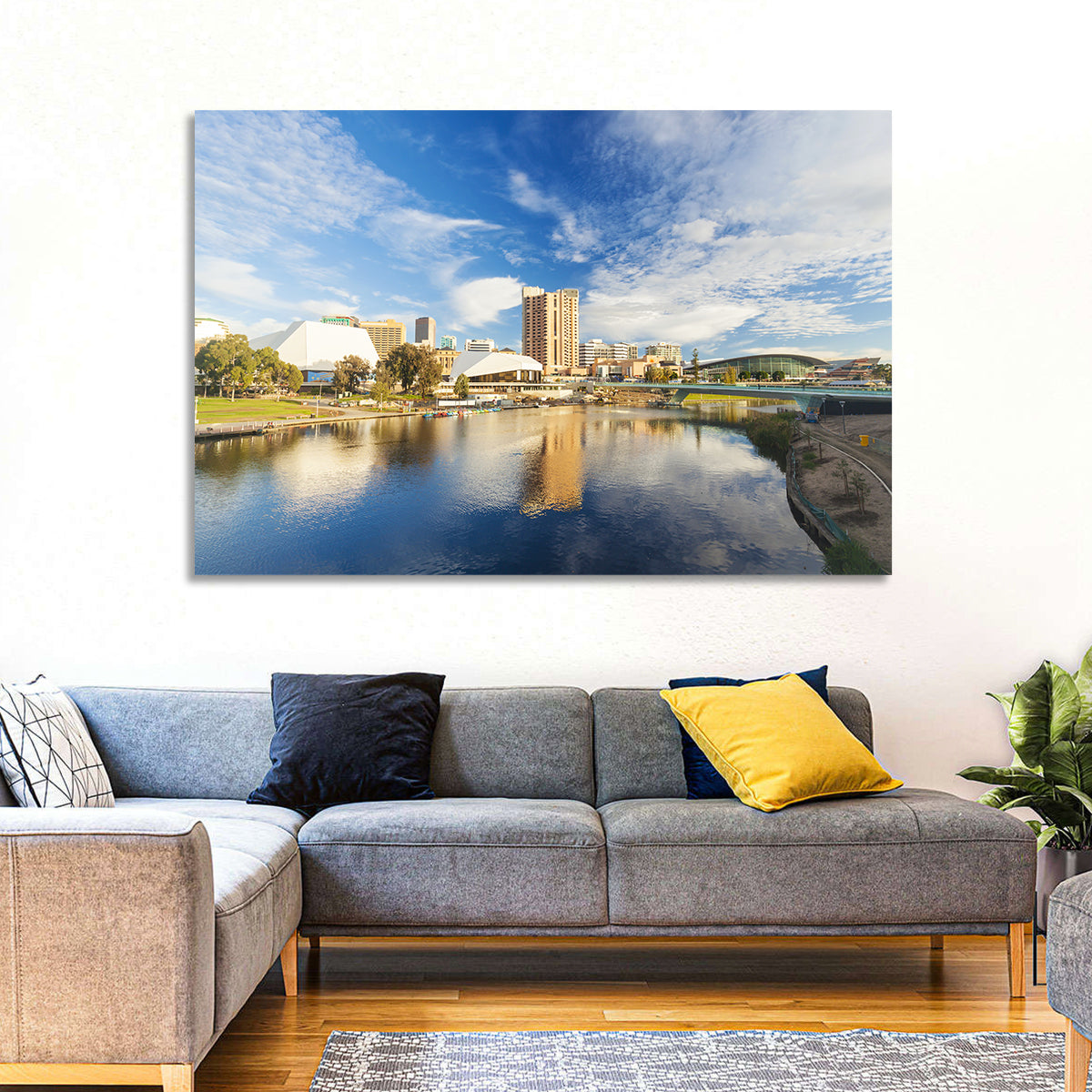 Adelaide River Torrens Skyline Wall Art in a room, landscape