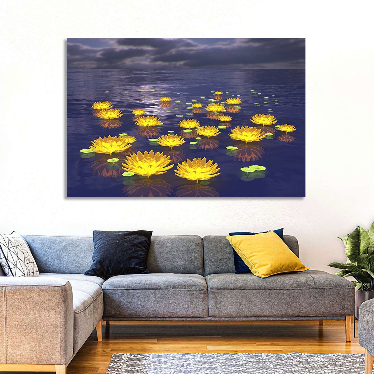 Floating Lotus at Dusk Wall Art