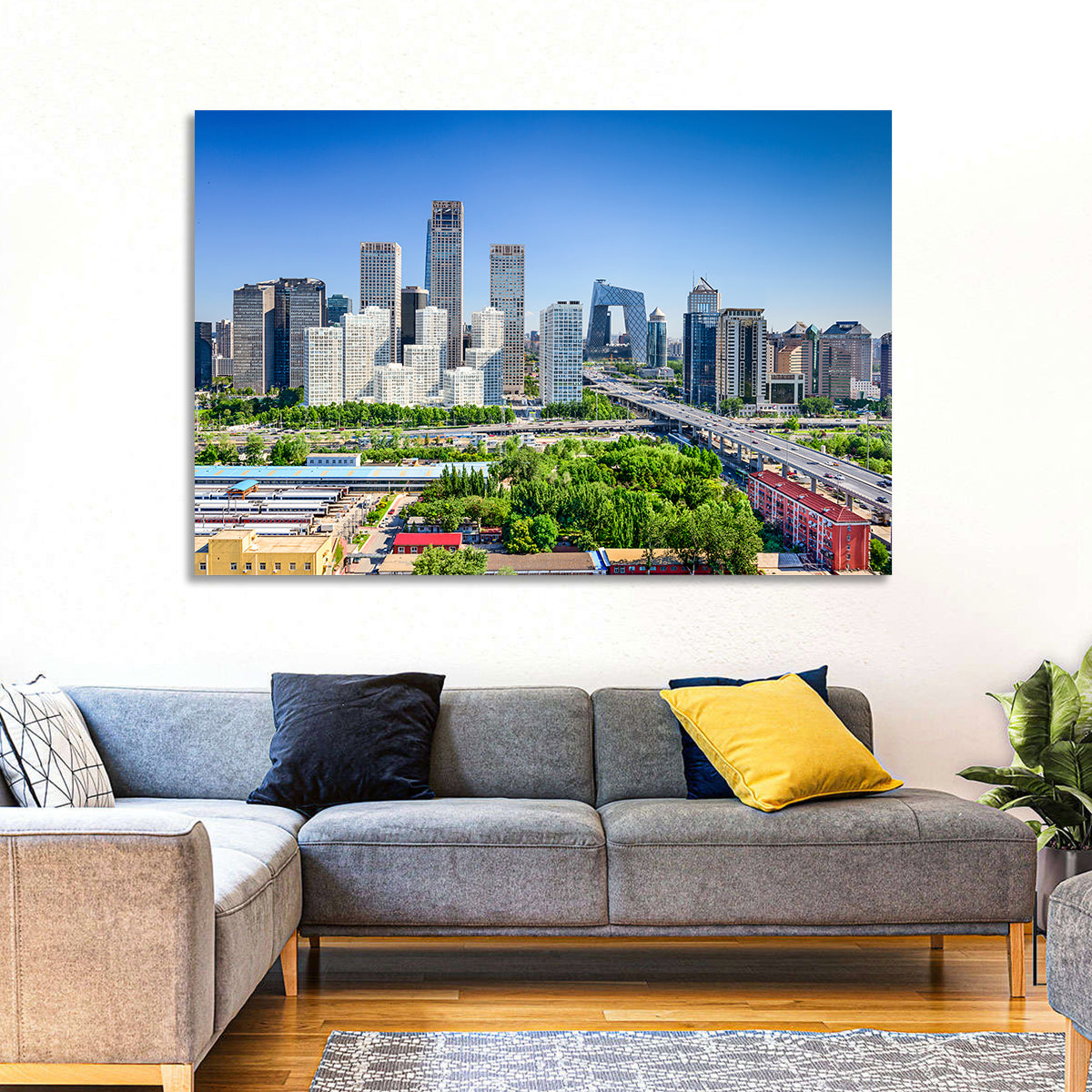Beijing Cctv Headquarters Skyline Wall Art in a room, landscape