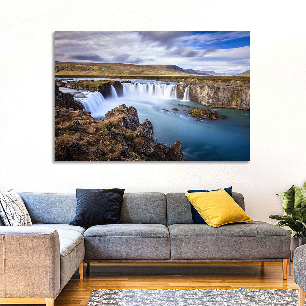 Goðafoss Waterfall, Iceland Wall Art in a room, landscape