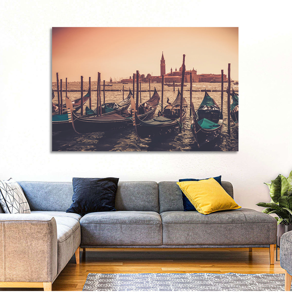 Gondolas In Canal Wall Art