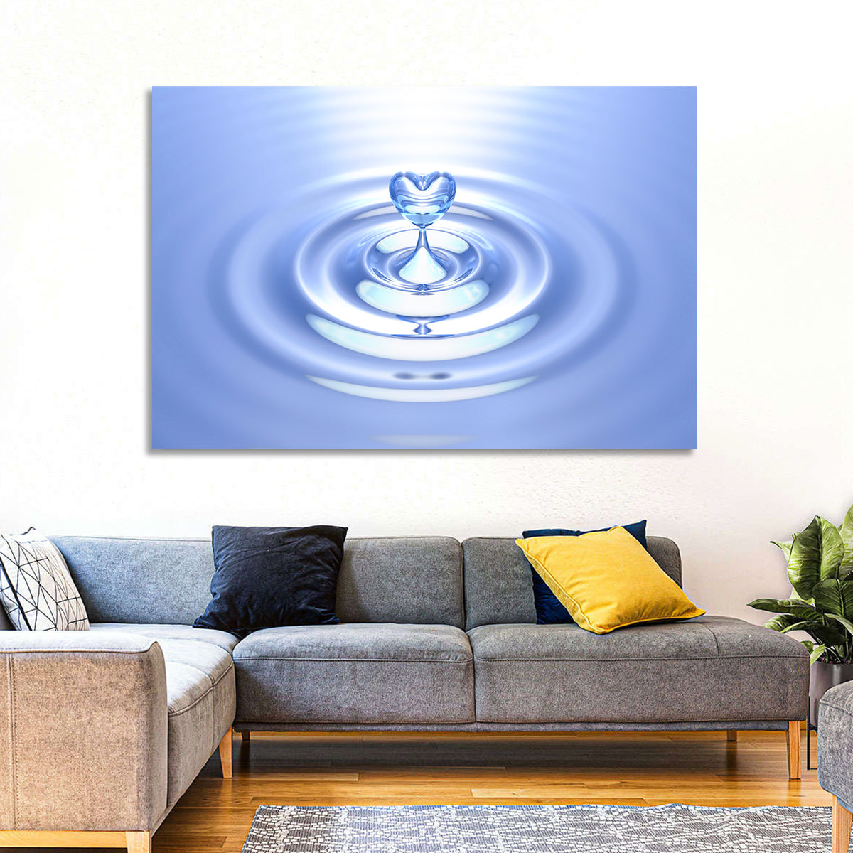 Heart-shaped Water Droplet Wall Art in a room, landscape