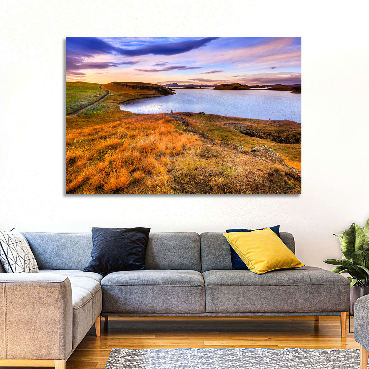 Sunset Over Lake Myvatn Wall Art