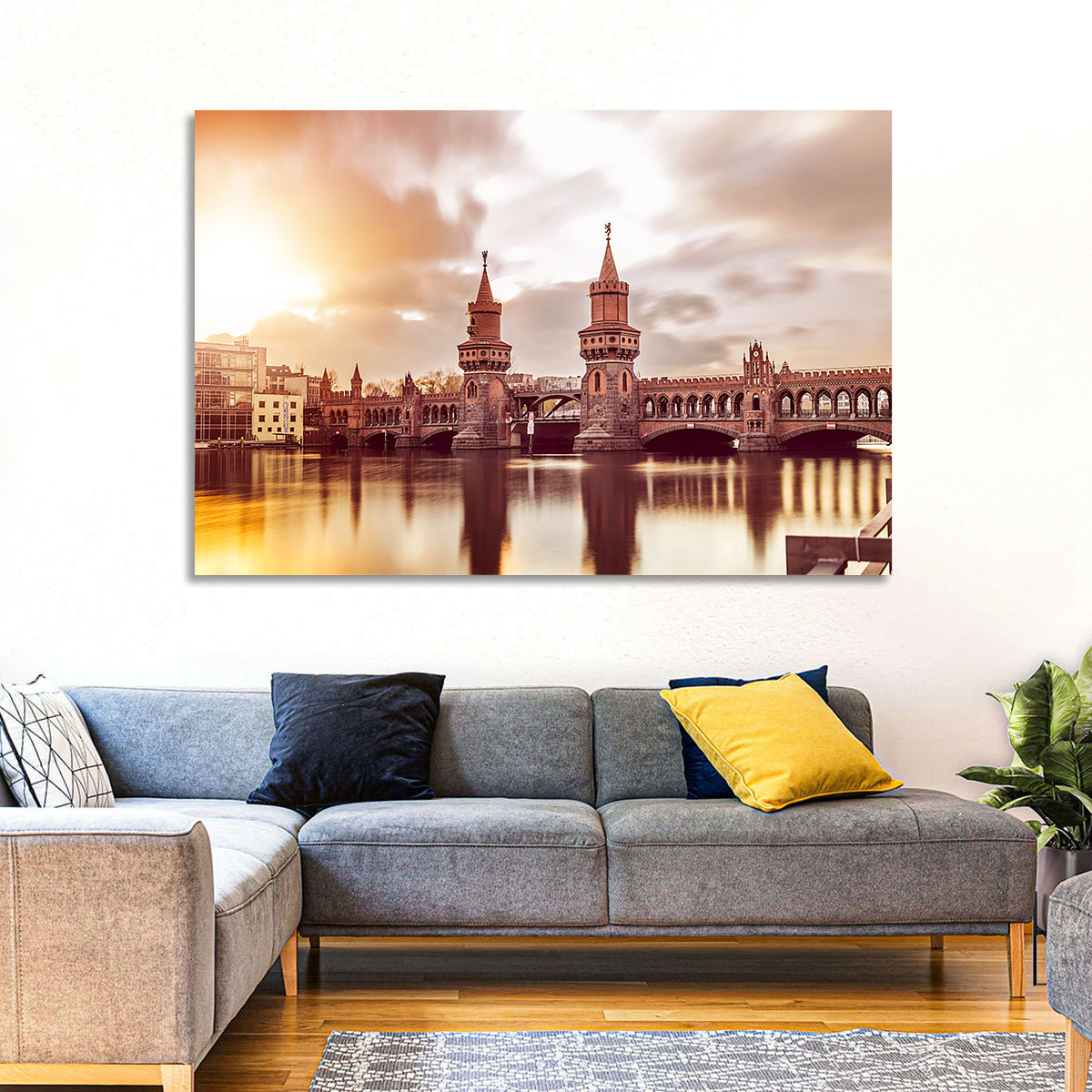 Oberbaumbruecke Sunset Reflection Berlin Wall Art