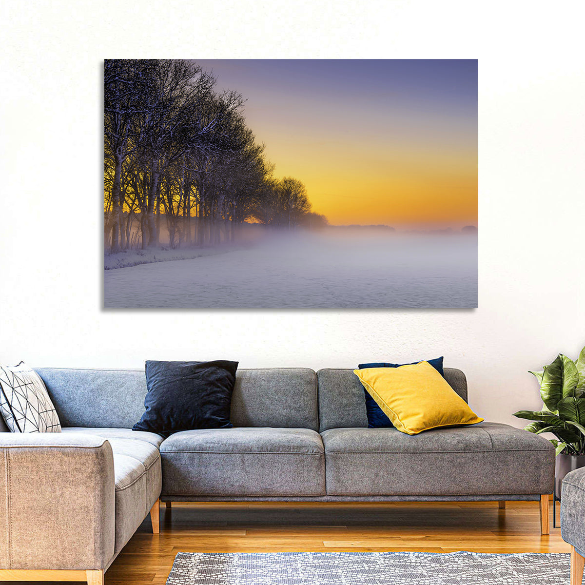 Winter Fog at Sunset Wall Art