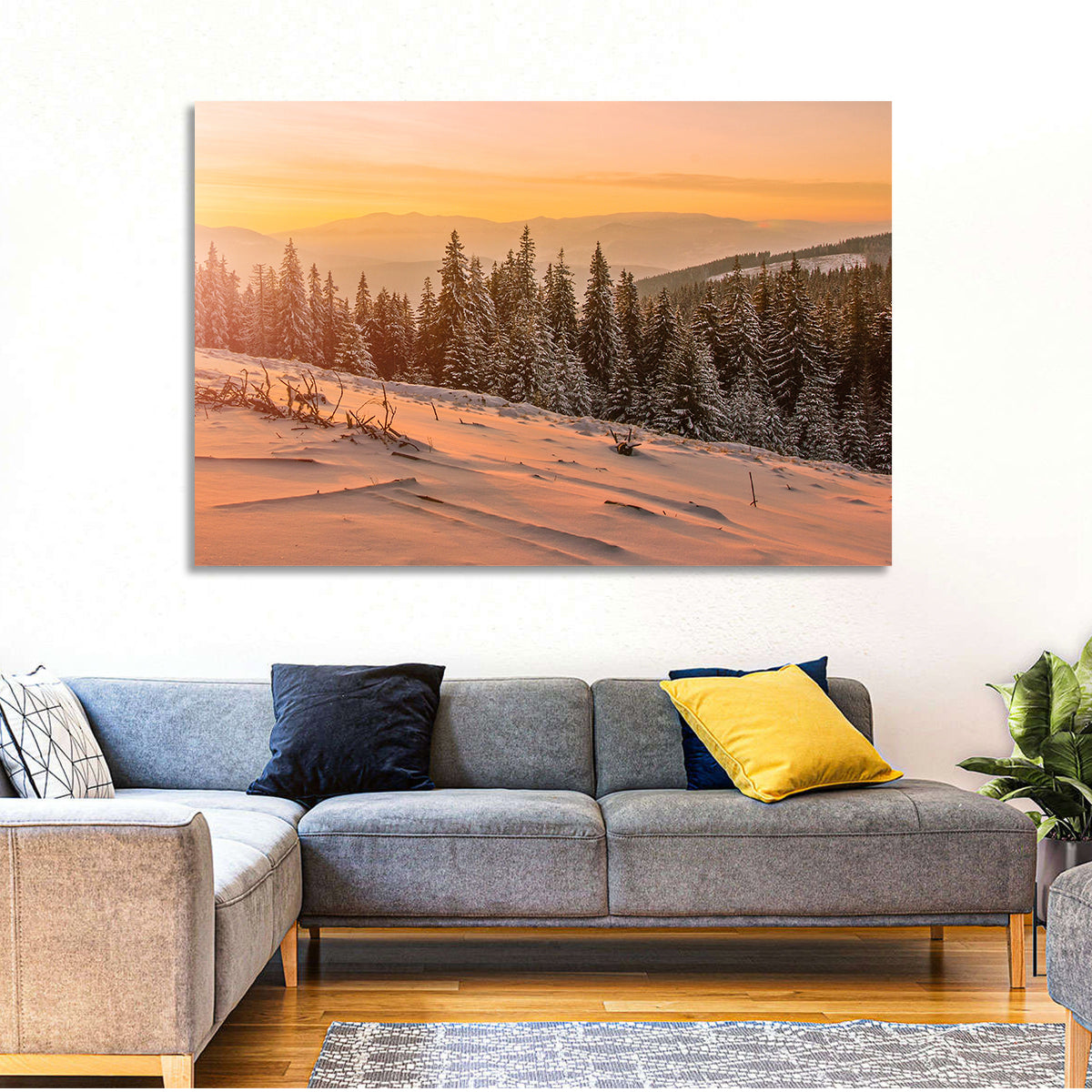 Hoverla Snowfield at Sunset Wall Art in a room, landscape