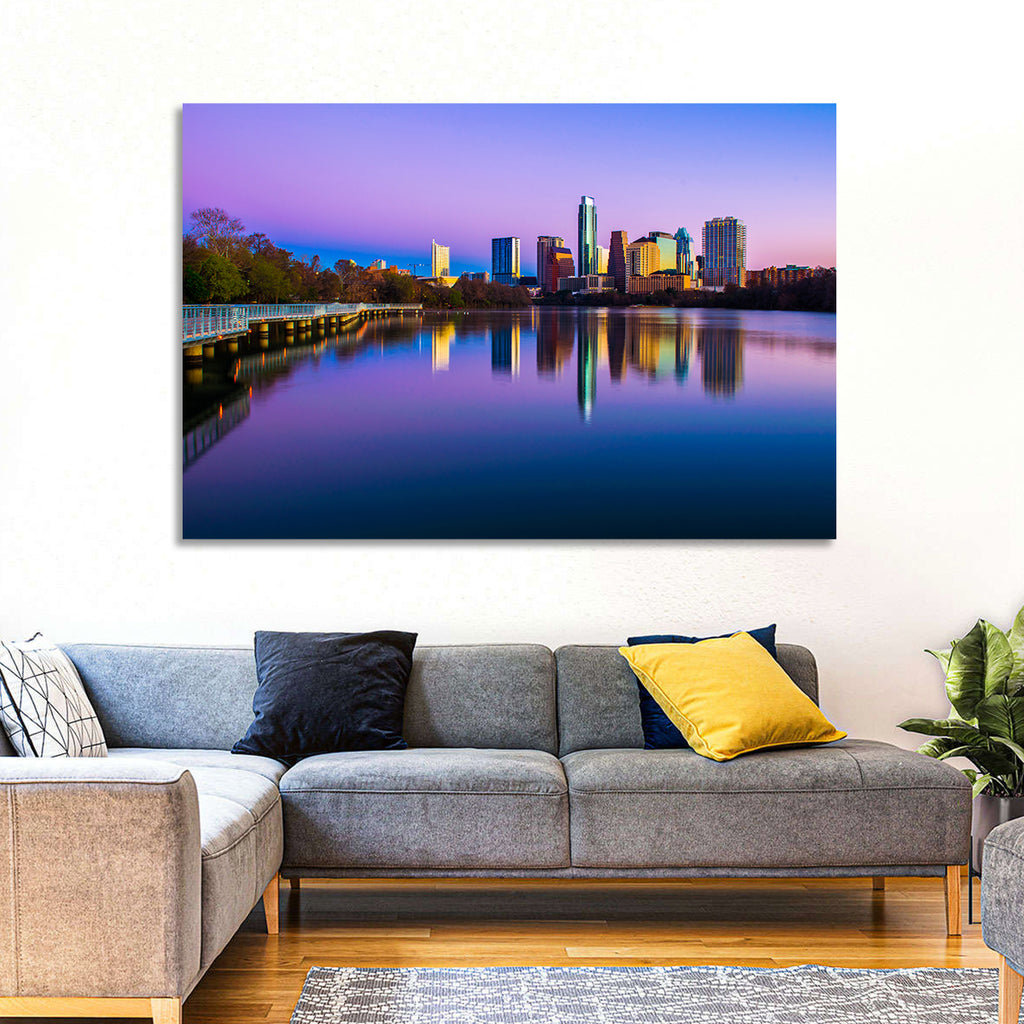 Austin Skyline Reflection at Twilight Wall Art