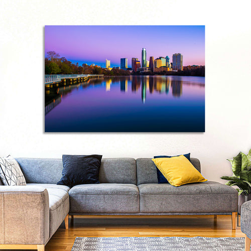 Austin Skyline Reflection at Twilight Wall Art