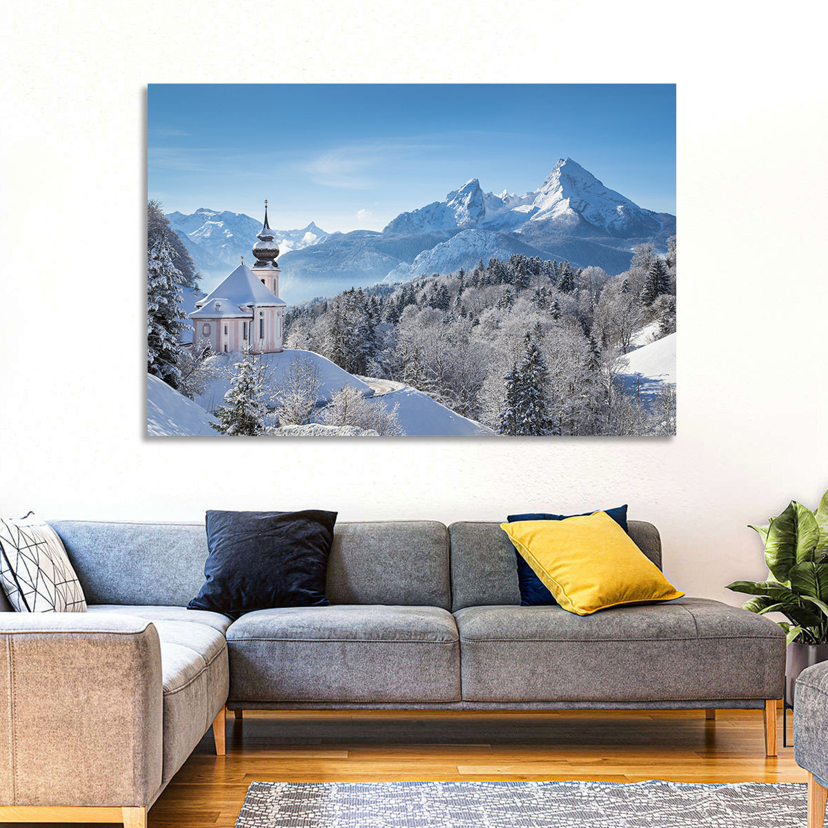 Maria Gern Church and Watzmann in Winter Wall Art