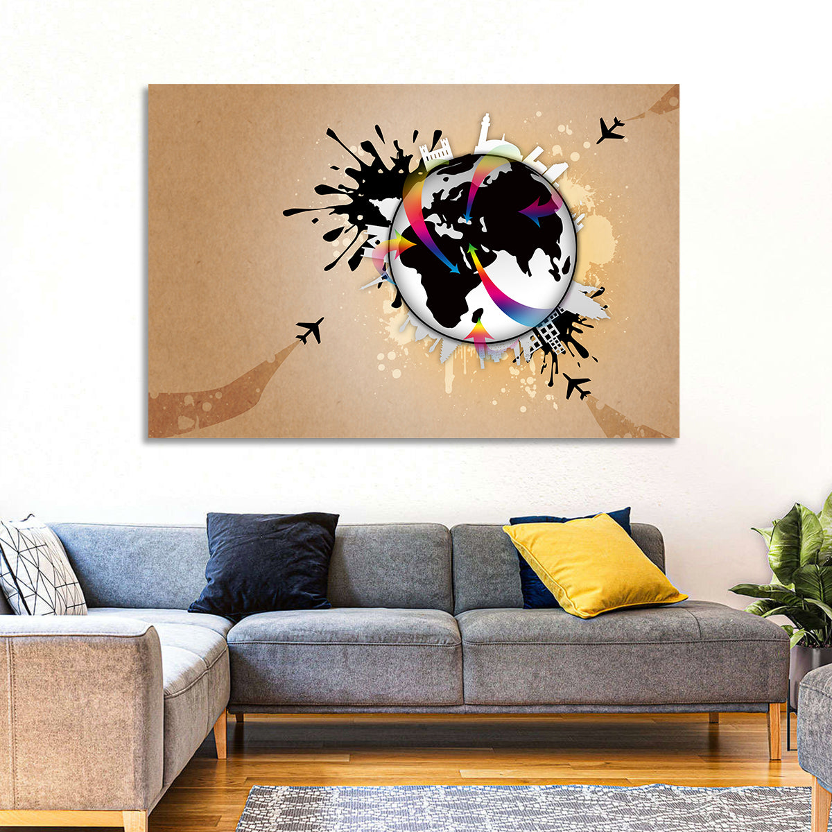 Global Travel Concept Wall Art in a room, landscape