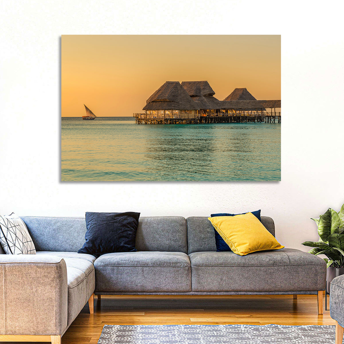 The Rock Restaurant Sunset Wall Art in a room, landscape