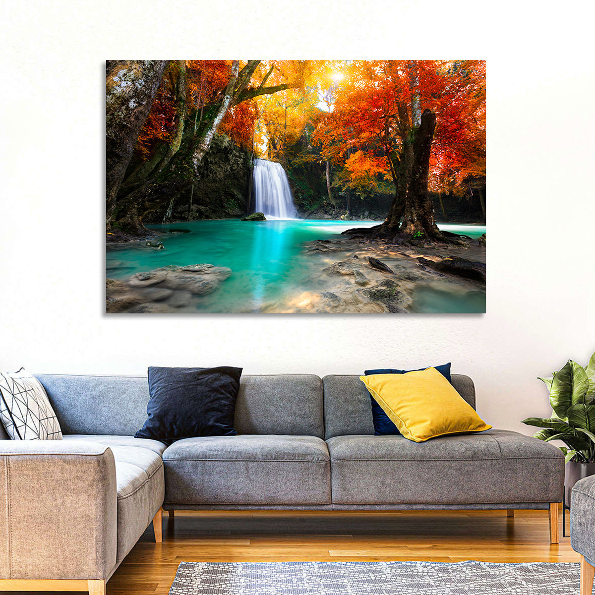 Erawan Waterfall, Kanchanaburi Wall Art in a room, landscape