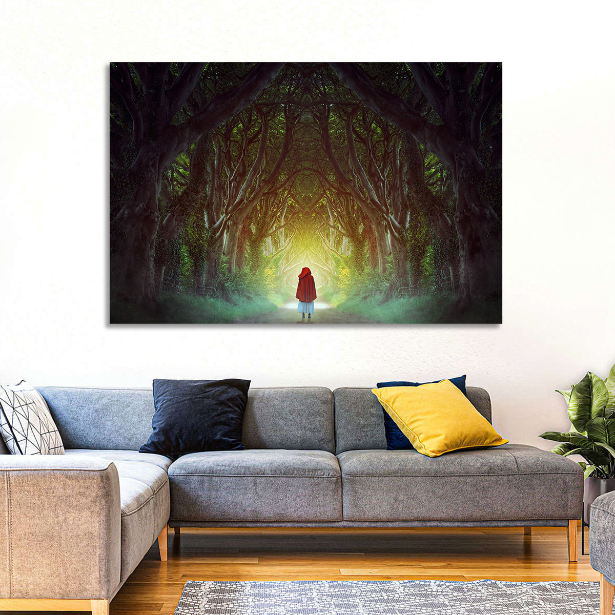 Dark Hedges Pathway Wall Art in a room, landscape