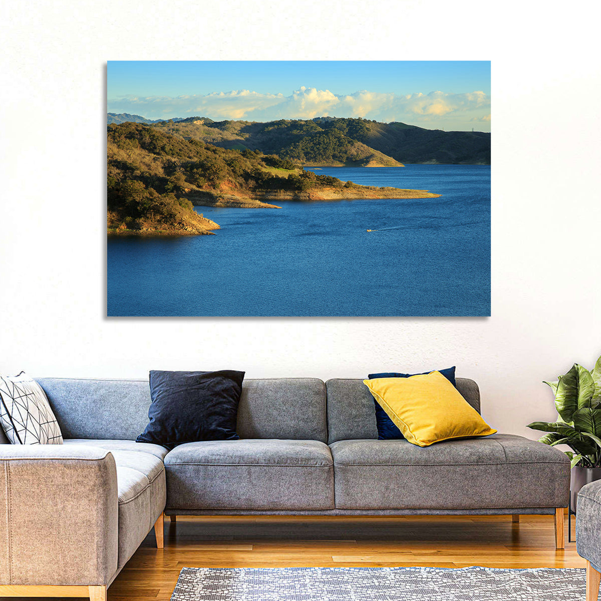 Lake Casitas Golden Hour Wall Art in a room, landscape