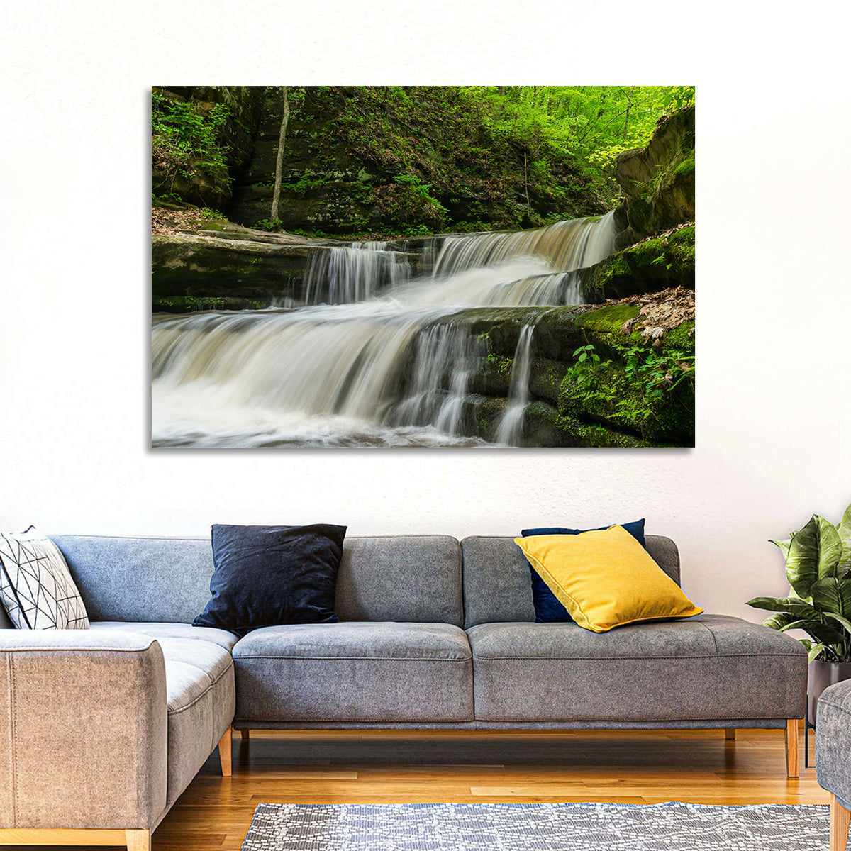Matthiessen Forest Cascade Wall Art in a room, landscape