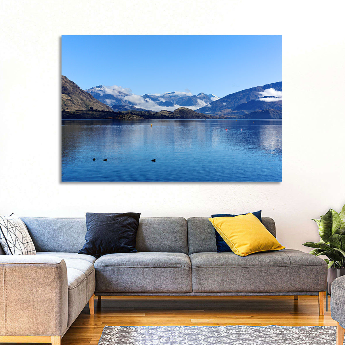 Lake Wanaka Reflections Wall Art in a room, landscape