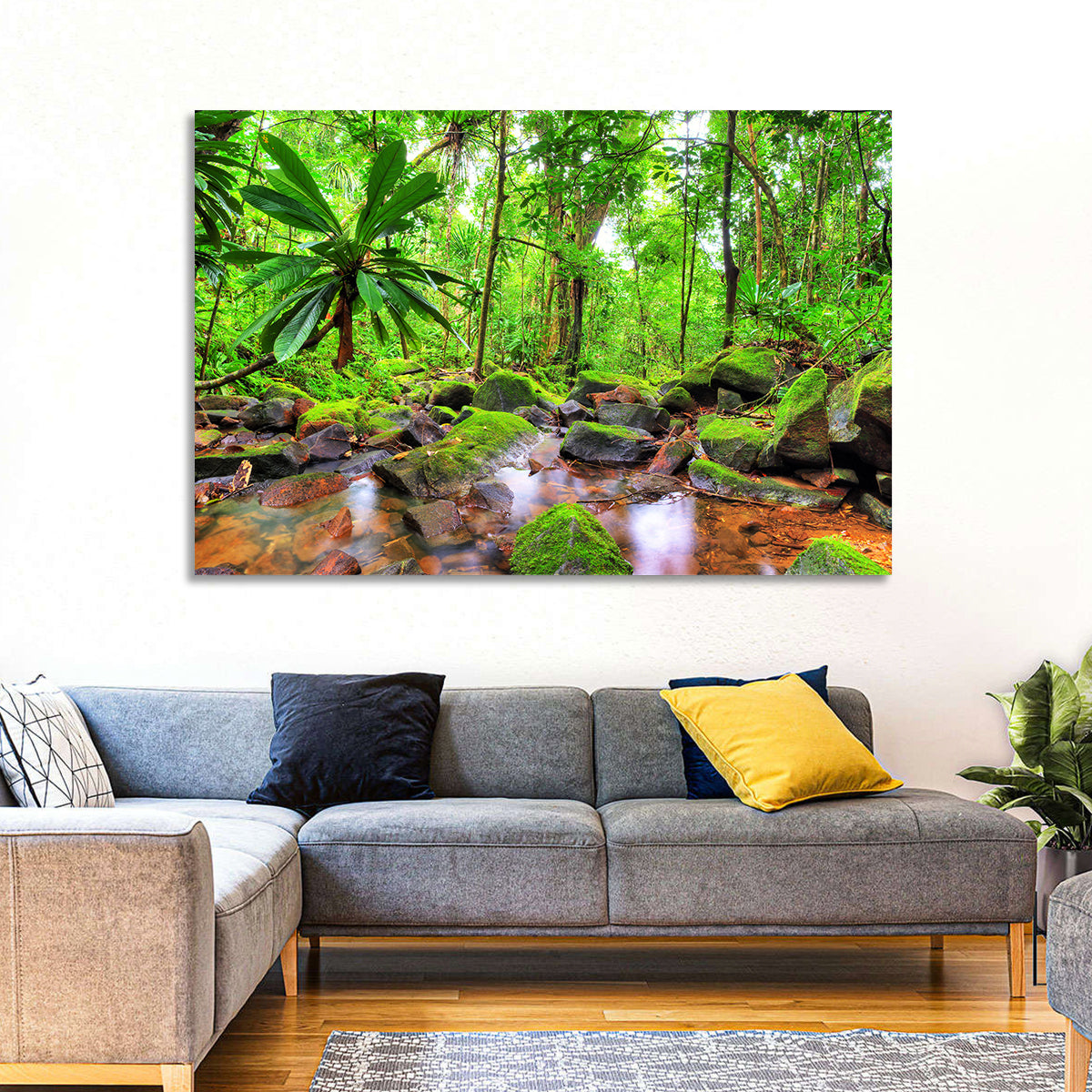 Mossy Rainforest Stream Wall Art