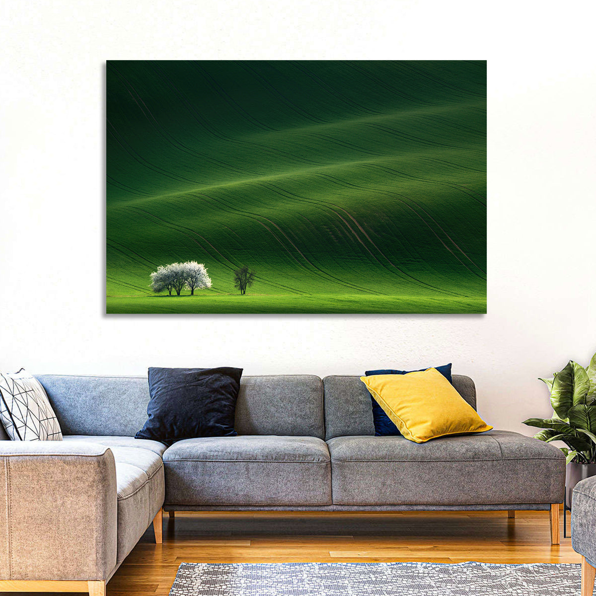 Emerald Hills with Blossoming Tree Wall Art
