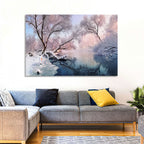 Snowy Lake Morning Mist Wall Art