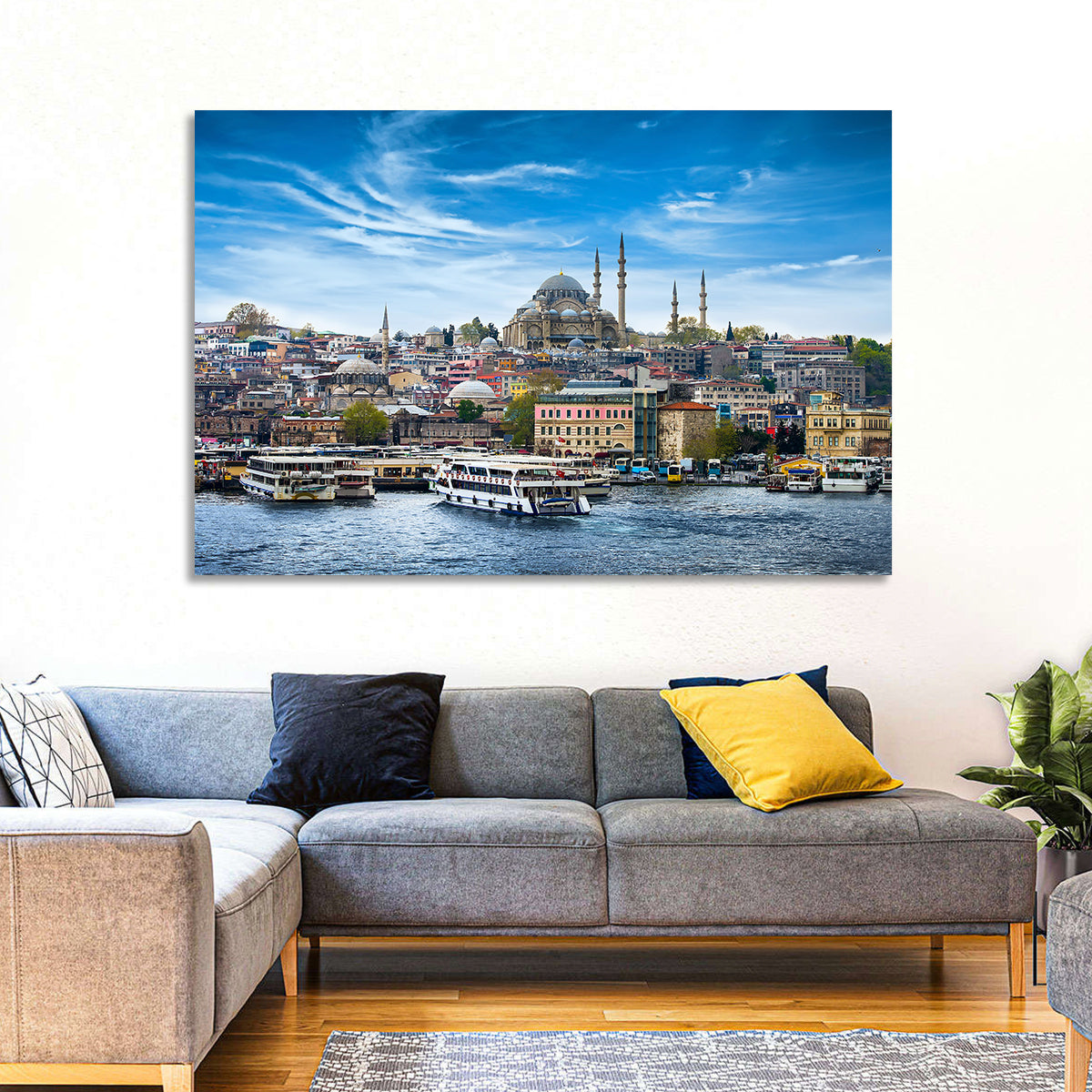 Süleymaniye Mosque Over Golden Horn Wall Art in a room, landscape