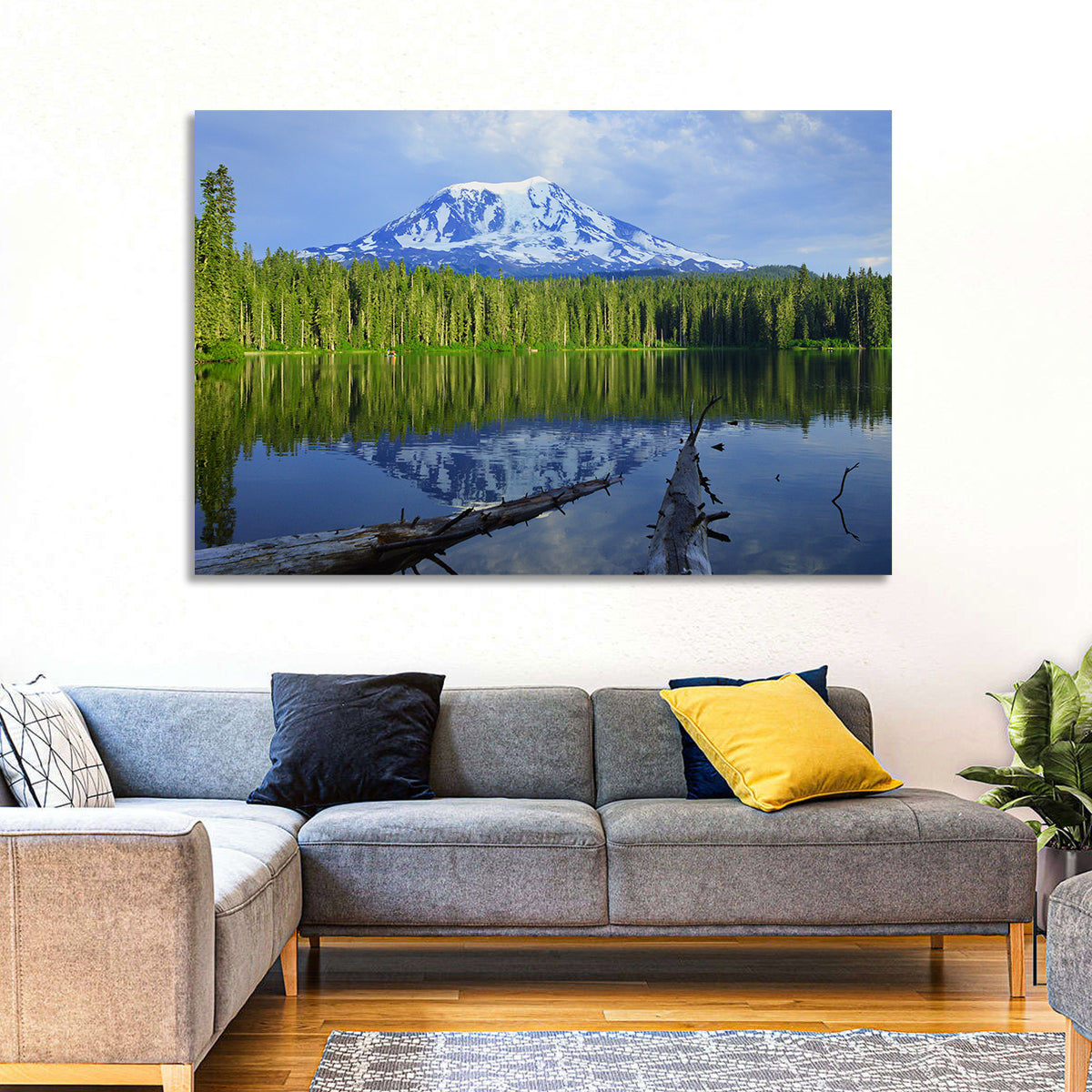 Mount Adams Reflection at Takhlakh Lake Wall Art in a room, landscape