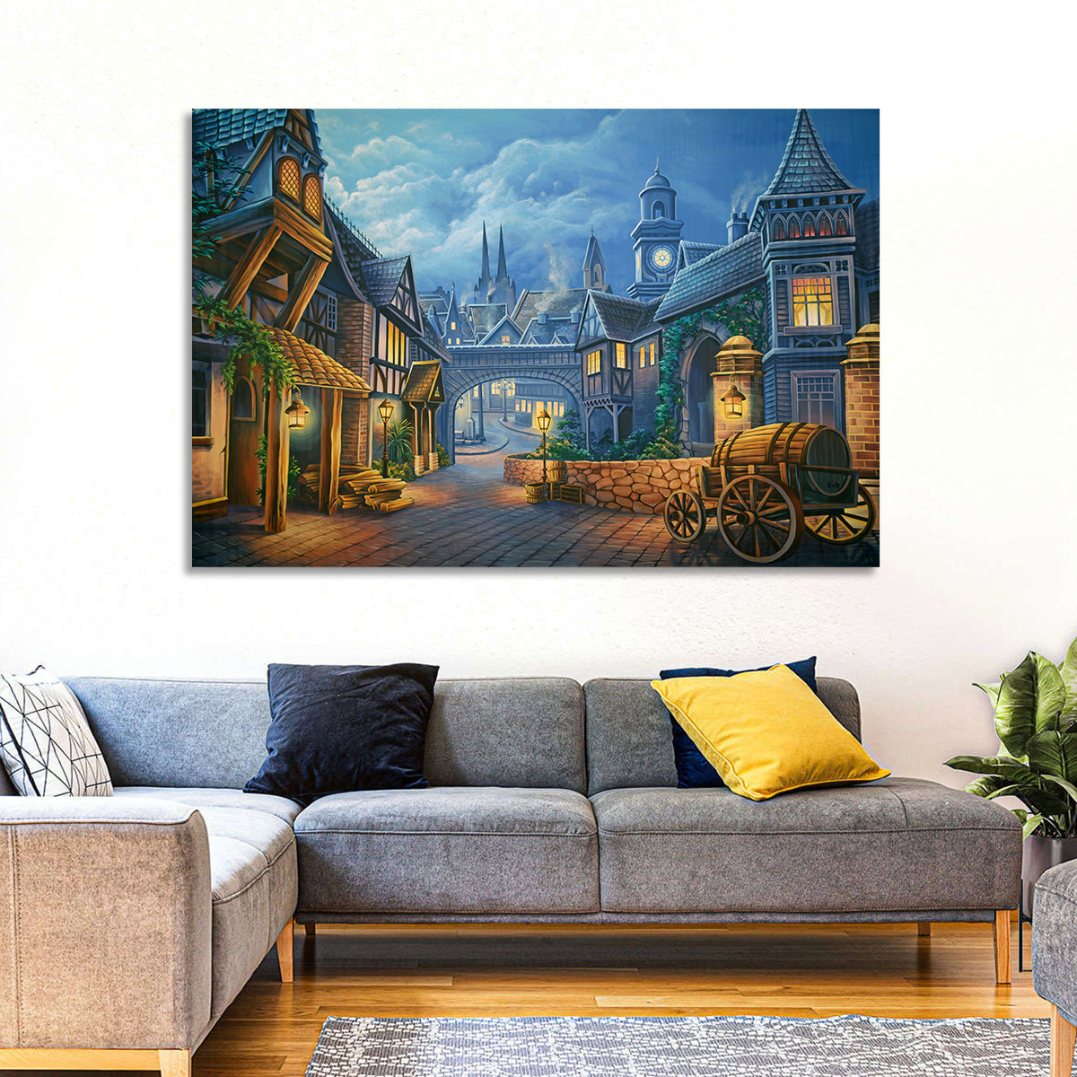 Victorian London Cobblestone Street Wall Art