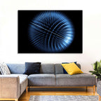 Glowing Blue Textured Sphere Wall Art