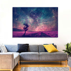 Lone Tree Under Nebula Sky Wall Art