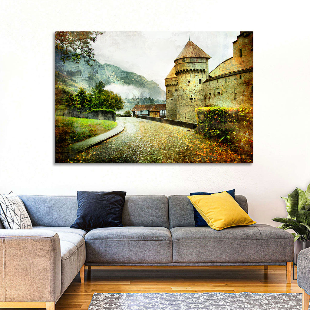 Autumn Approach to Chillon Castle Wall Art