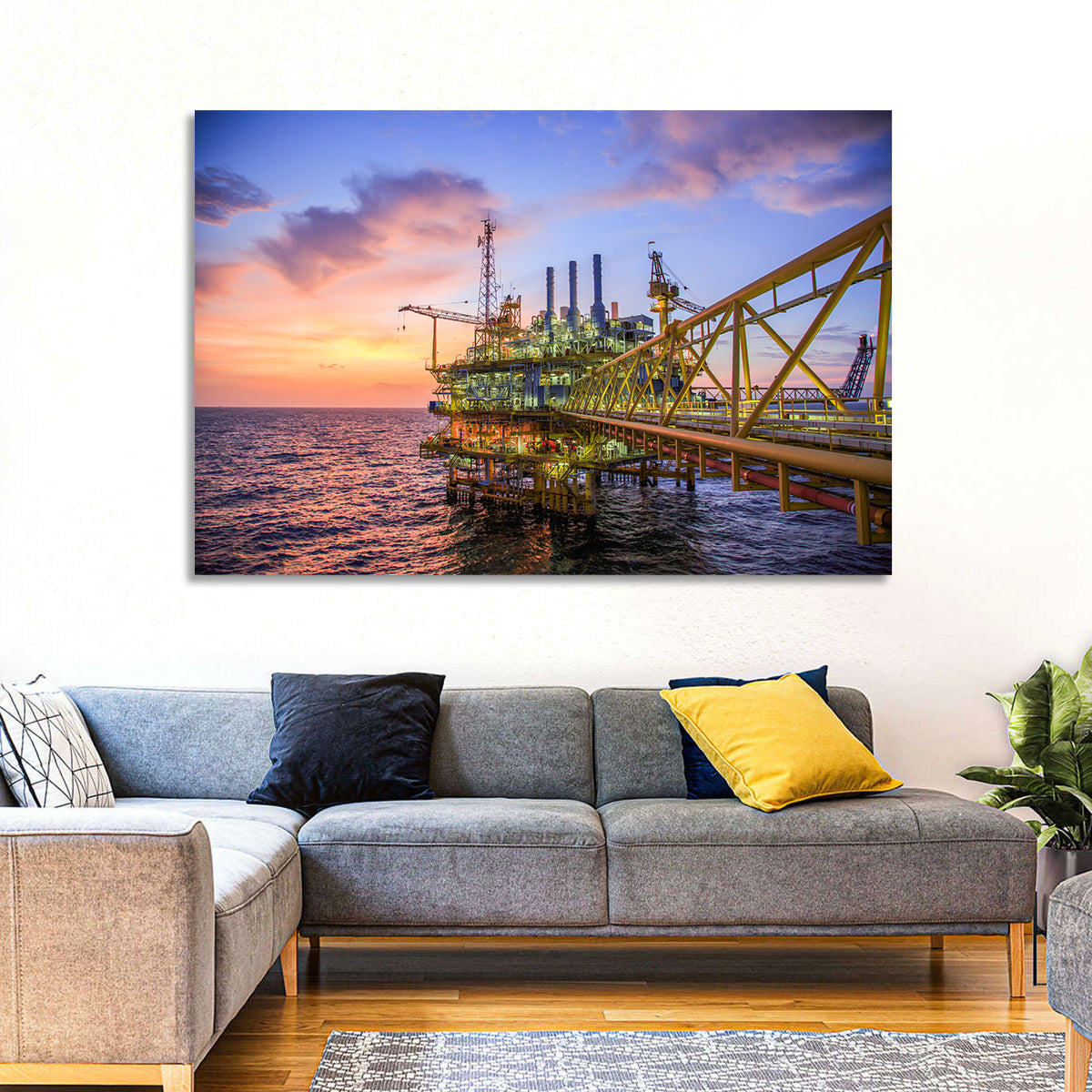 Golden Hour Offshore Oil Rig Wall Art