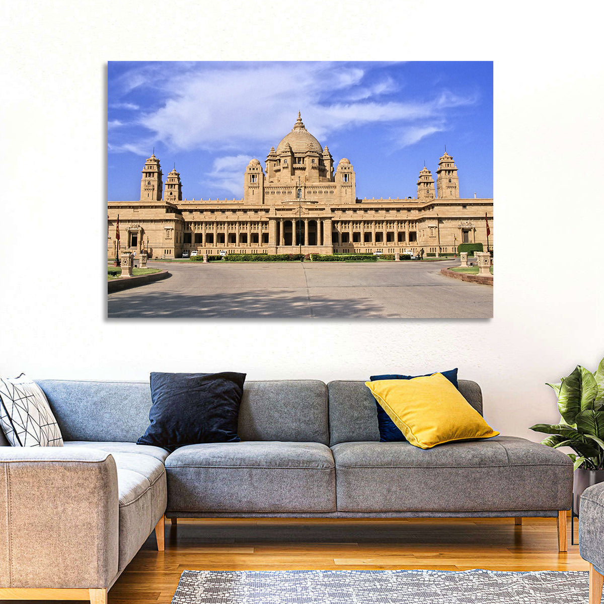 Umaid Bhawan Palace Under Clear Blue Sky Wall Art in a room, landscape
