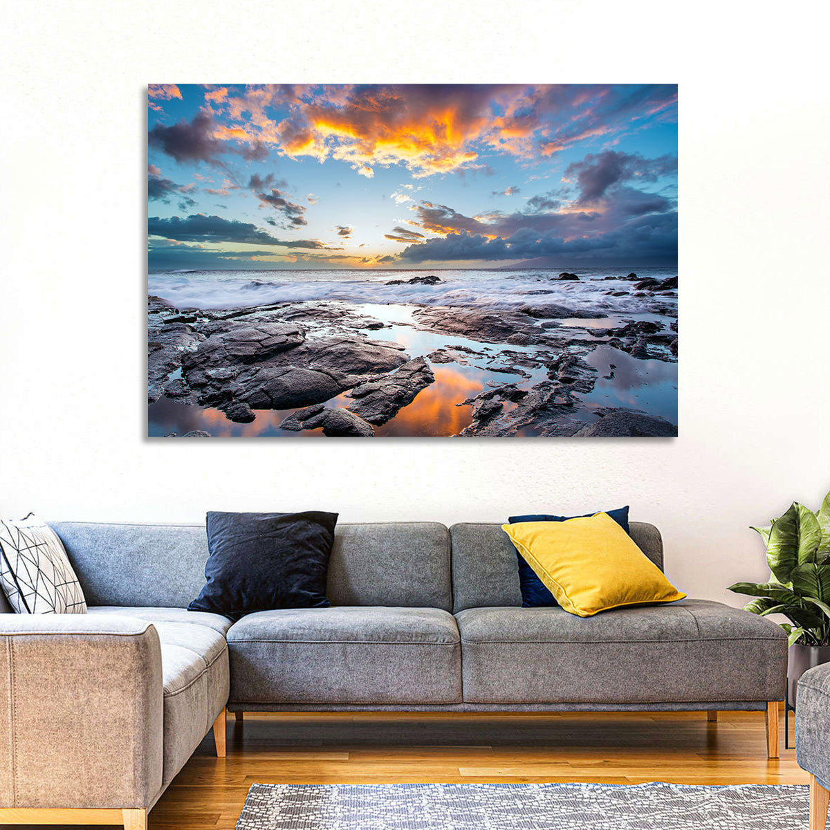 Sunset Over Volcanic Shore Wall Art