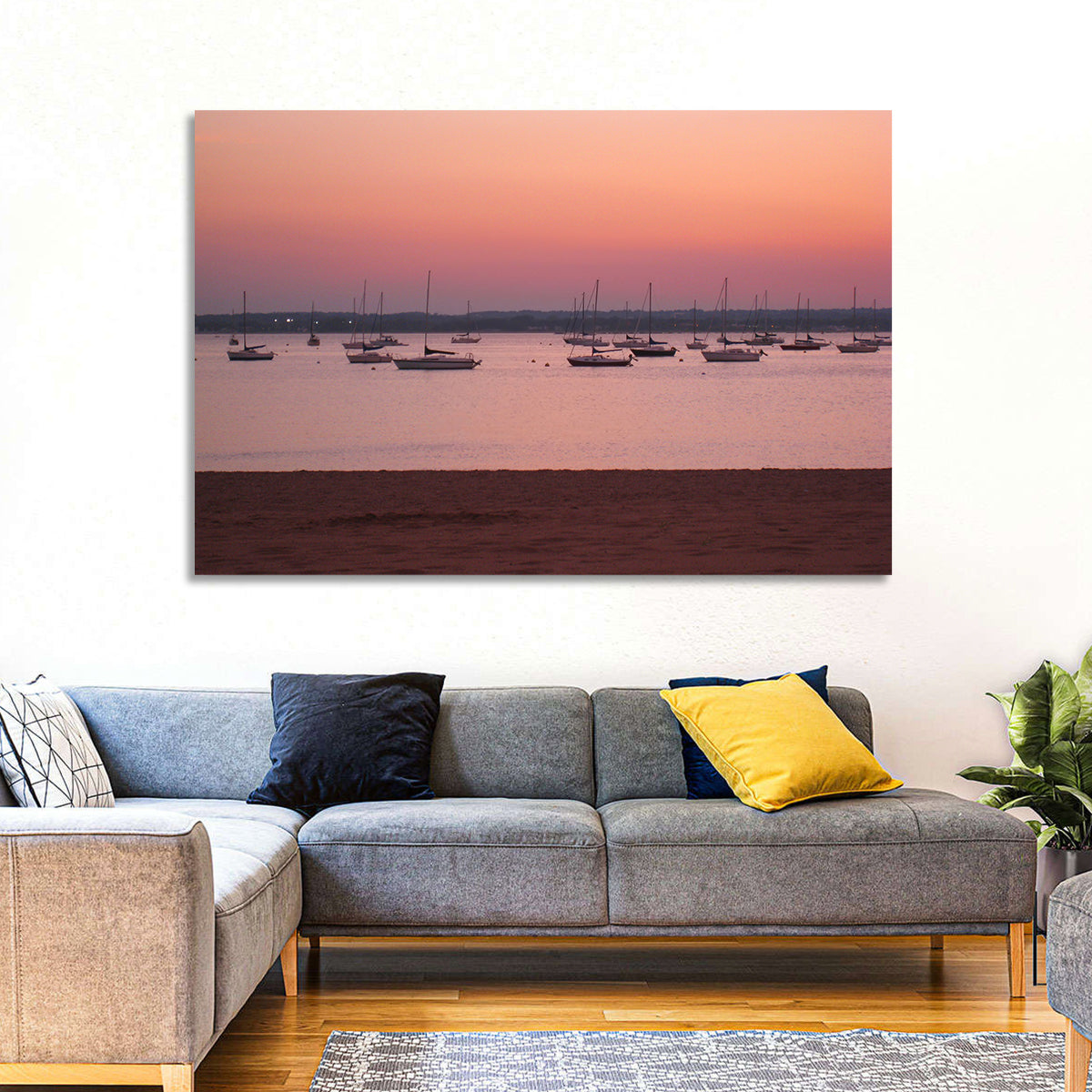 East Haven Beach Sunset Wall Art in a room, landscape