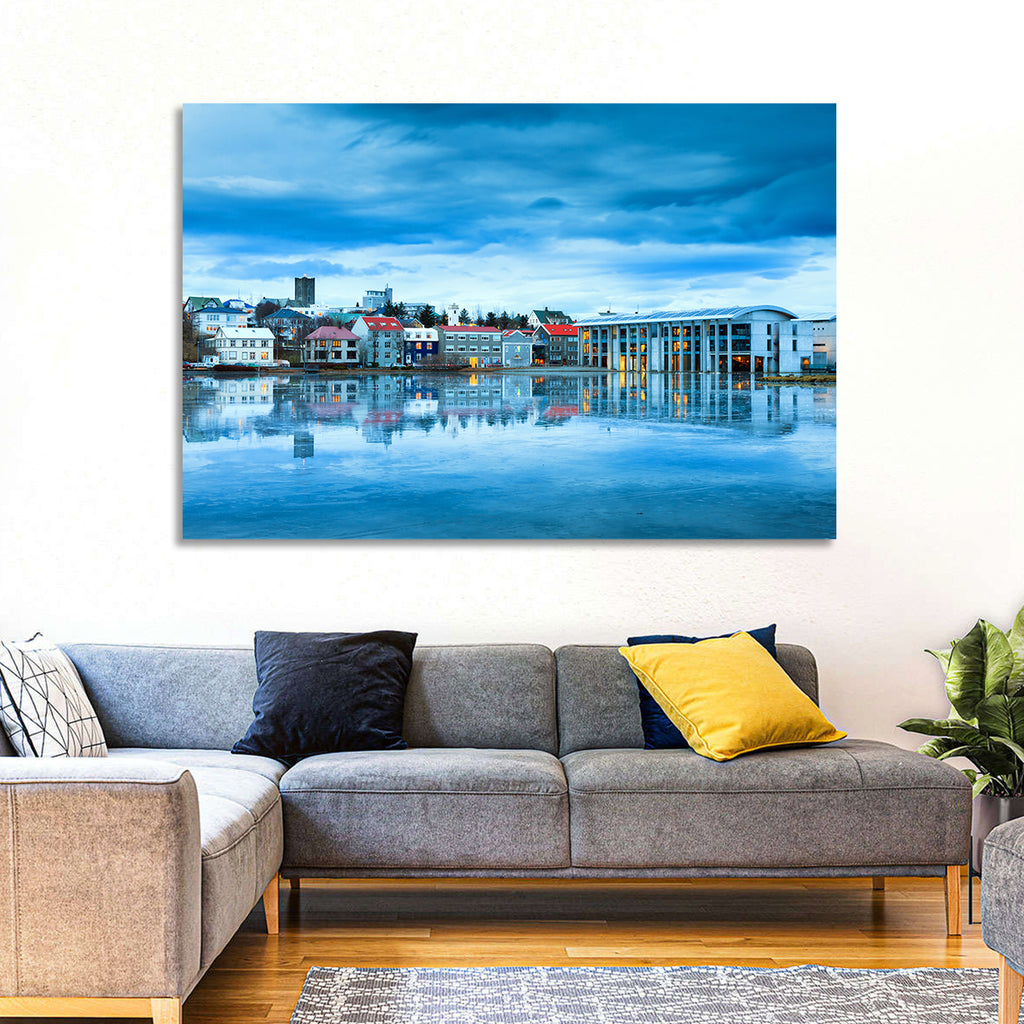 Reykjavik City Hall at Blue Hour Wall Art