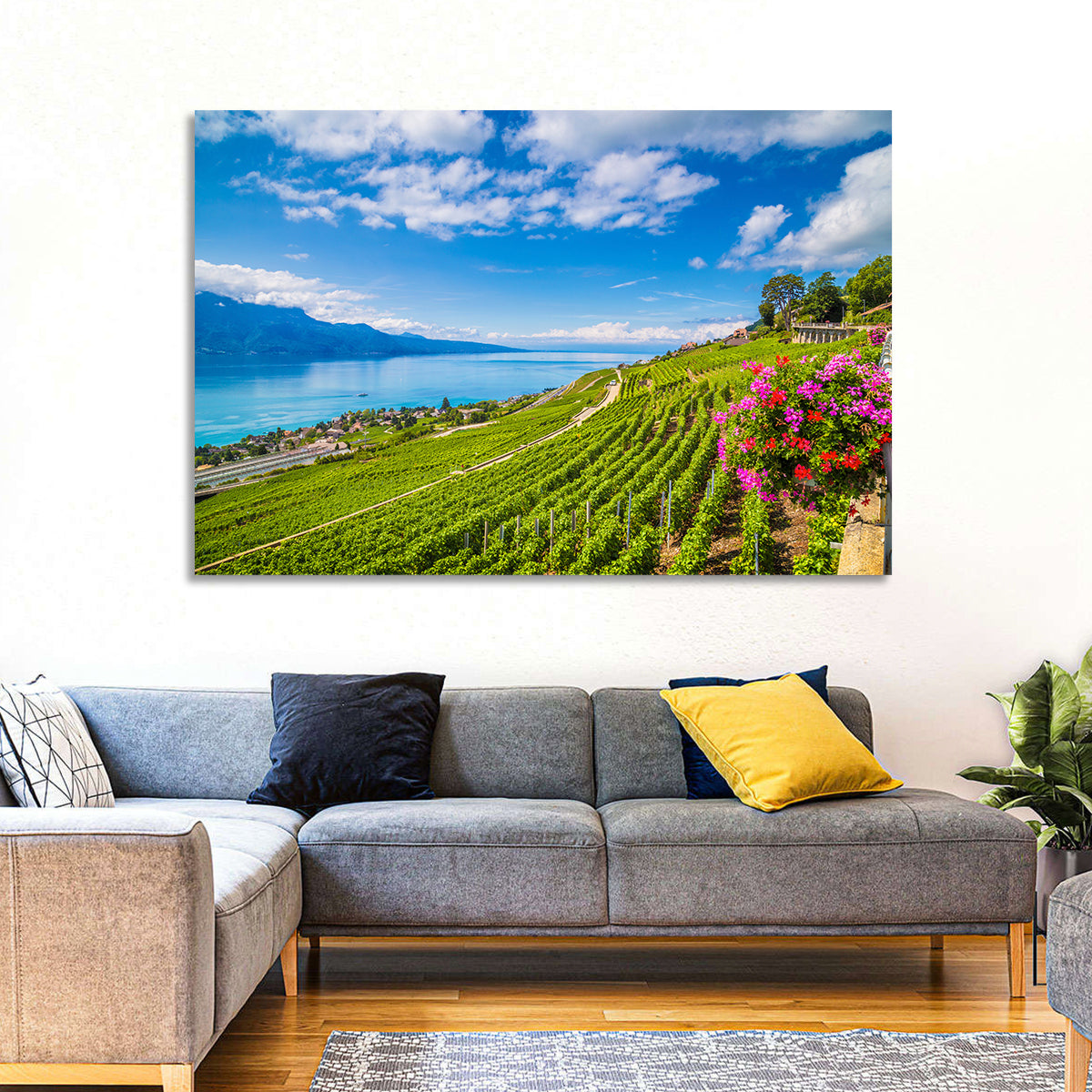 Lavaux Wine Region Wall Art in a room, landscape