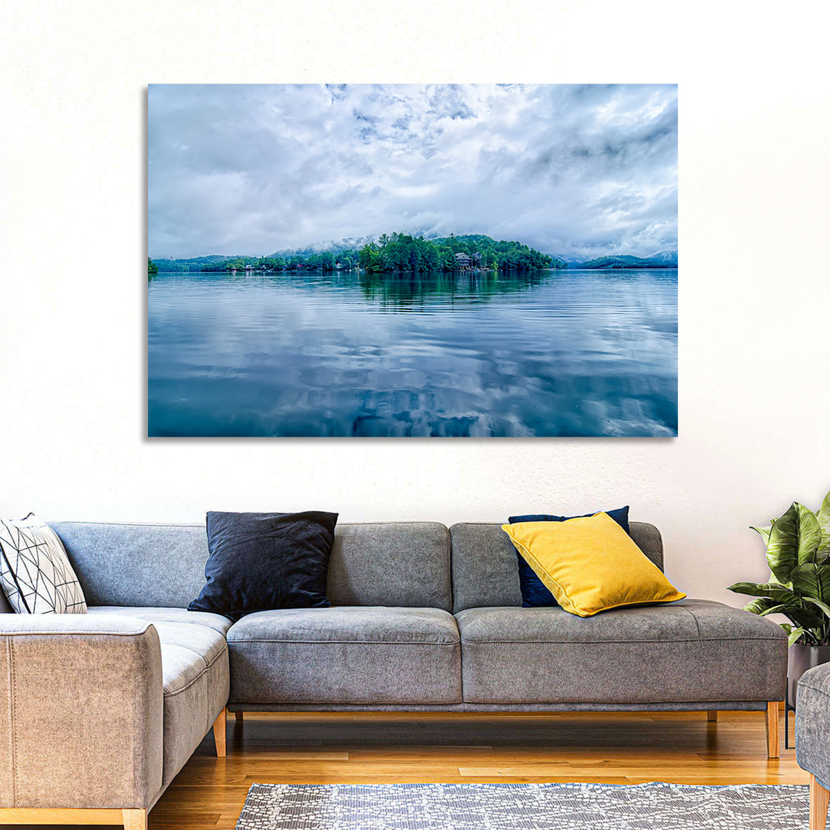 Lake Santeetlah Reflection Wall Art in a room, landscape