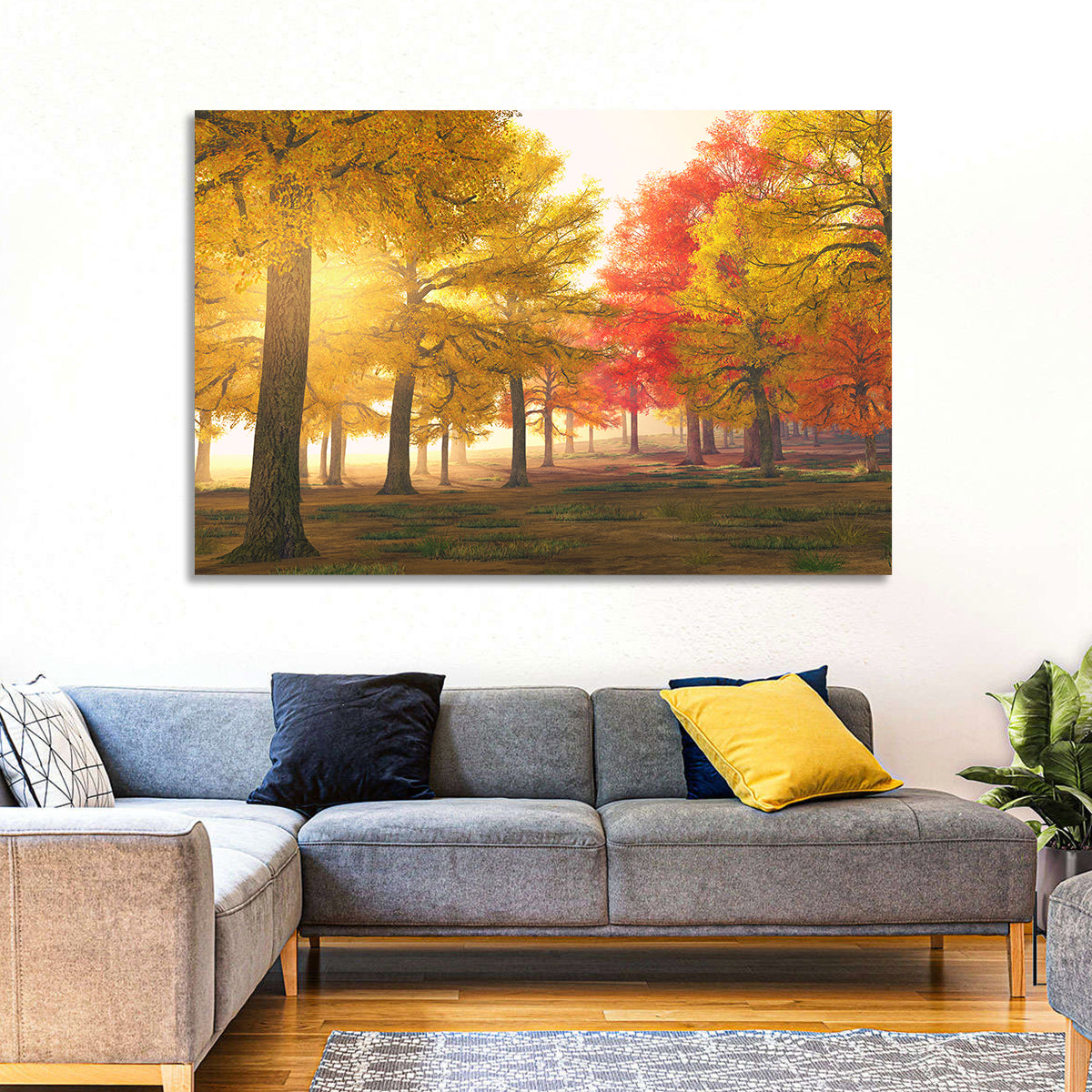 Foggy Autumn Forest Wall Art