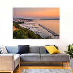 Pylos Harbor Lighthouse Sunset Wall Art